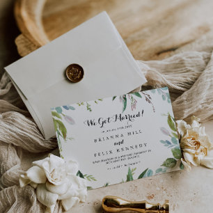 Greenery Tropical Modern Calligraphy Elopement Announcement