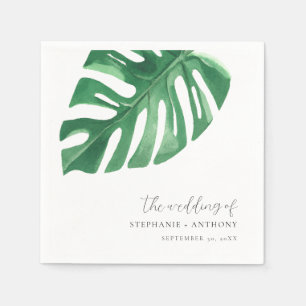 Greenery Tropical Monstera Leaves Summer Wedding   Napkin