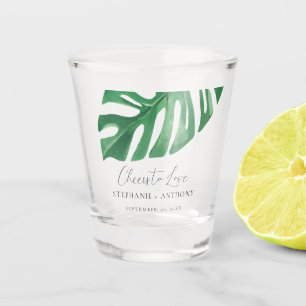 Greenery Tropical Monstera Leaves Summer Wedding   Shot Glass