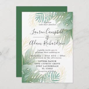 Greenery Tropical Watercolor Wedding Invitation