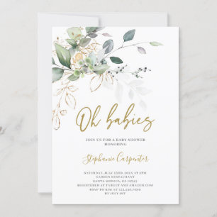 Greenery twins invitation