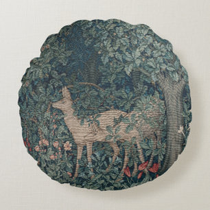 Greenery, Victorian Era Tapestry by Henry Dearle Round Cushion
