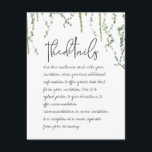 Greenery Vines Details Enclosure Card<br><div class="desc">A minimalist wedding invitation featuring softly painted watercolor greenery vines of ivy and maidenhair,  swaying gently from the top,  with a lively handwritten black pen script that looks like you wrote each one out yourself; what could be more romantic.</div>