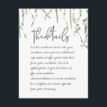 Greenery Vines Details Enclosure Card<br><div class="desc">A minimalist wedding invitation featuring softly painted watercolor greenery vines of ivy and maidenhair,  swaying gently from the top,  with a lively handwritten black pen script that looks like you wrote each one out yourself; what could be more romantic.</div>