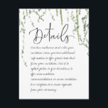 Greenery Vines Details Enclosure Card<br><div class="desc">A beautiful and minimalist Our Wedding ceremony invitation featuring watercolor painted wispy hanging vines of ivy and maidenhair,  delicately dangle from atop,  with a lively handwritten calligraphy font that looks like you wrote it yourself for the titles and body; what could be more romantic.</div>