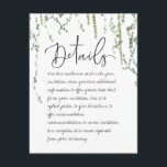 Greenery Vines Details Enclosure Card<br><div class="desc">A beautiful and minimalist Our Wedding ceremony invitation featuring watercolor painted wispy hanging vines of ivy and maidenhair,  delicately dangle from atop,  with a lively handwritten calligraphy font that looks like you wrote it yourself for the titles and body; what could be more romantic.</div>