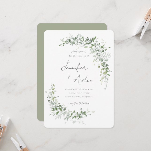 Greenery Vines Invitation (Front/Back In Situ)