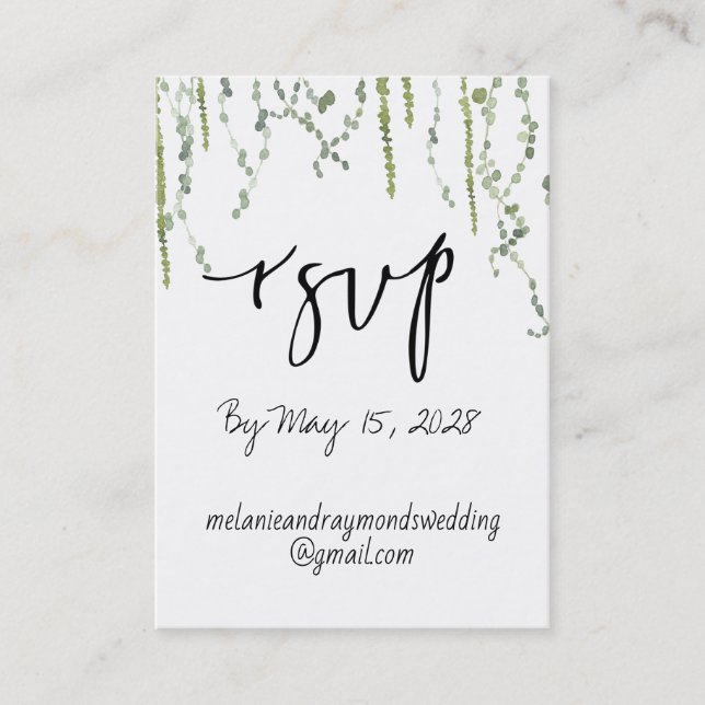 Greenery Vines Online RSVP & Details Mighty Busine Business Card (Front)