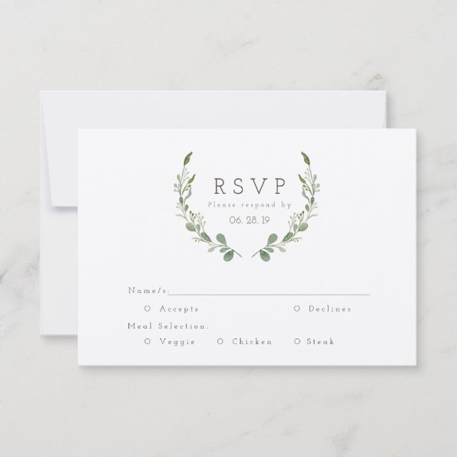 Greenery Vines Watercolor | Rustic RSVP Card (Front)