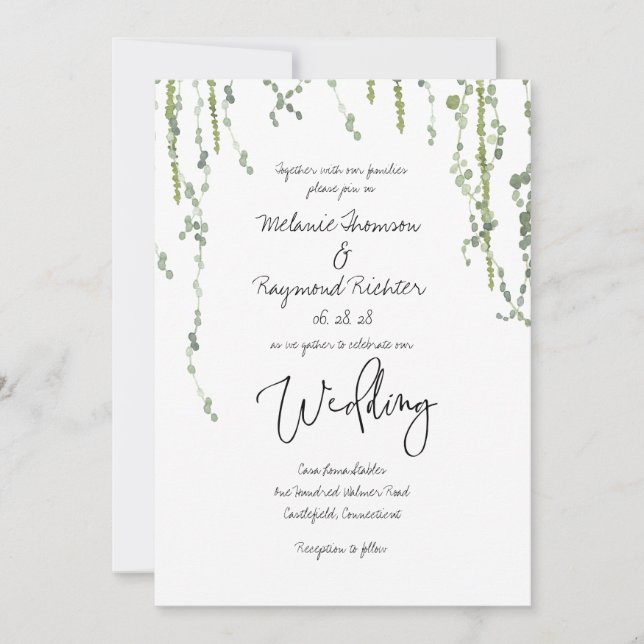 Greenery Vines Wedding Invitation (Front)
