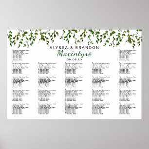 Greenery Vines Wedding Reception Seating Chart