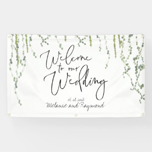 Greenery Vines Welcome To Our Wedding 3x5' Banner