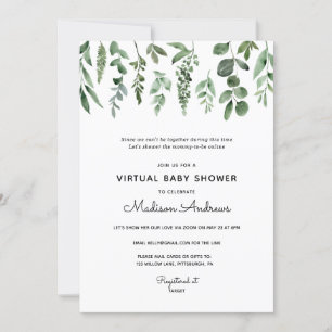 Greenery Virtual Baby Shower Invitation