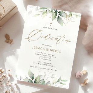 Greenery Watercolor Baby Dedication Invitation