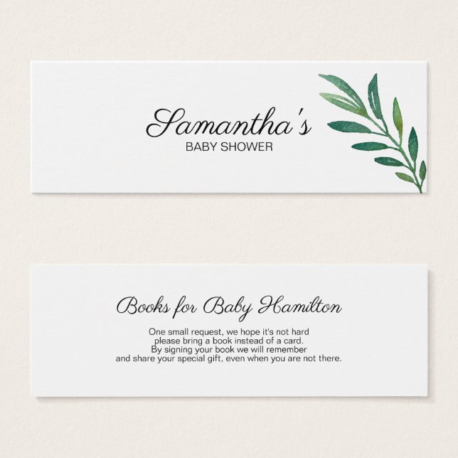 Greenery Watercolor Baby Shower Book Request (Front & Back)