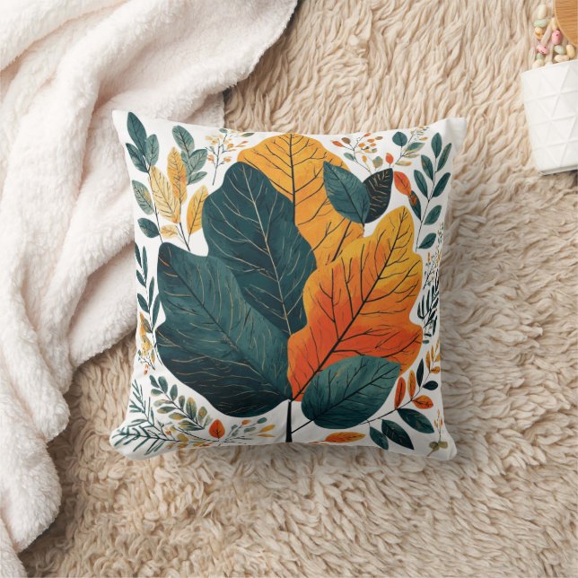 Greenery Watercolor Botanical Leaves Cushion (Blanket)