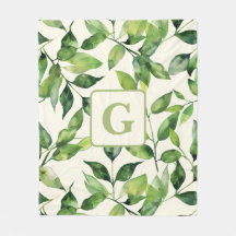 Greenery Watercolor Botanical Leaves monogram 