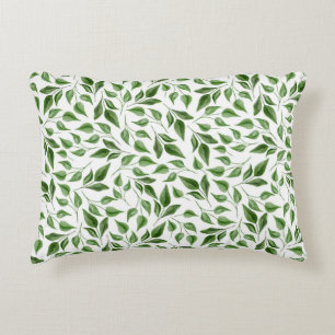 Greenery Watercolor Botanical Leaves Pattern  Decorative Cushion