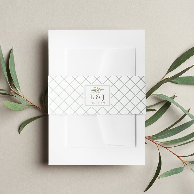 Greenery | Watercolor Botanical Wedding Monogram Invitation Belly Band (Creator Uploaded)