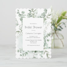 Greenery Watercolor Bridal Shower Invitations