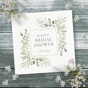 Greenery Watercolor Bridal Shower Napkin