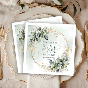 Greenery Watercolor Bridal Shower Party Napkins