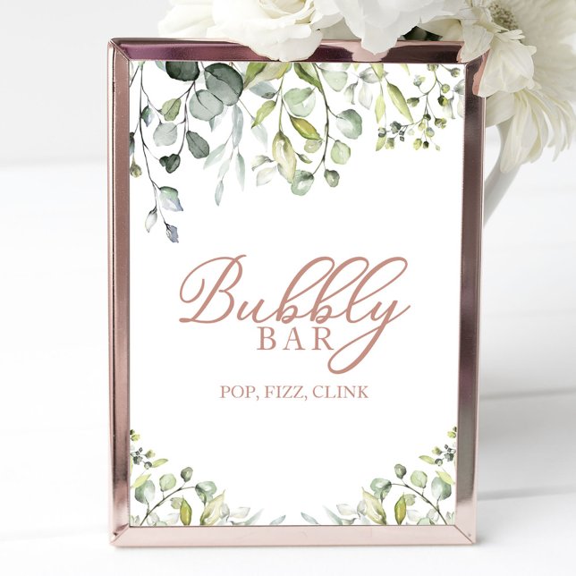 Greenery Watercolor Bubbly Bar Pop Fizz Clink Sign (Creator Uploaded)