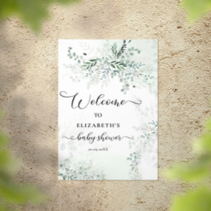 Greenery Watercolor Eucalyptus Baby Shower Welcome Poster