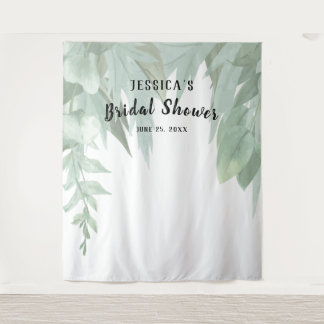 Greenery Watercolor Eucalyptus Bridal Shower Tapestry
