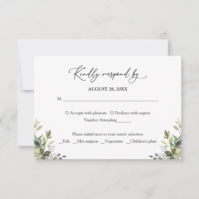 Greenery Watercolor Eucalyptus RSVP Response  (Front)