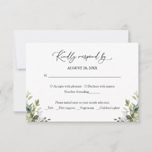 Greenery Watercolor Eucalyptus RSVP Response 
