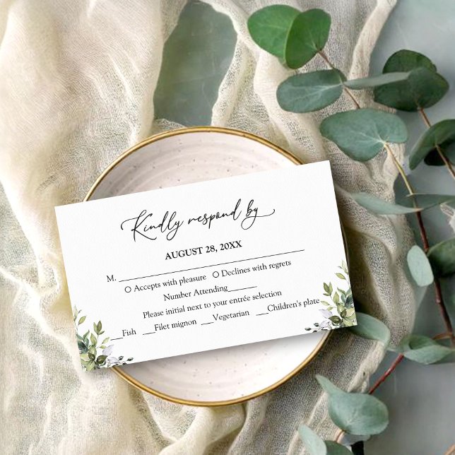 Greenery Watercolor Eucalyptus RSVP Response  Enclosure Card (Creator Uploaded)