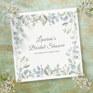Greenery Watercolor Floral Bridal Shower Napkin