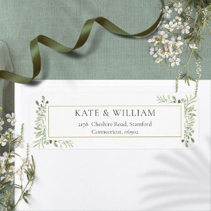 Greenery Watercolor Floral Foliage Address