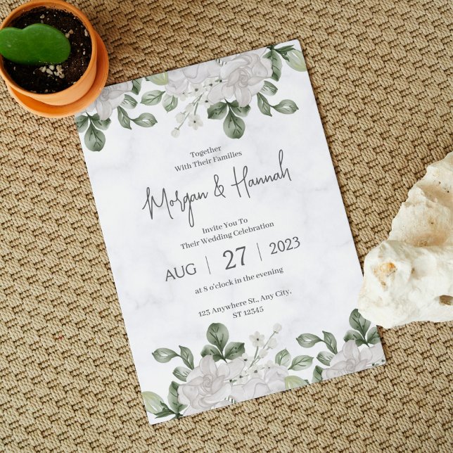 Greenery Watercolor Floral Minimalist Wedding  Invitation (Creator Uploaded)