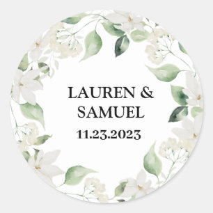 Greenery Watercolor Floral Wreath Wedding Sticker