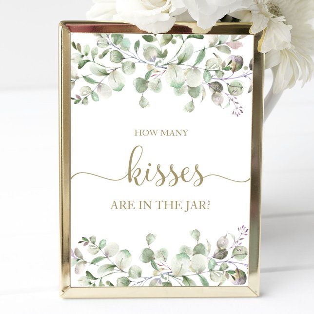 Greenery Watercolor How Many Kisses Sign (Creator Uploaded)
