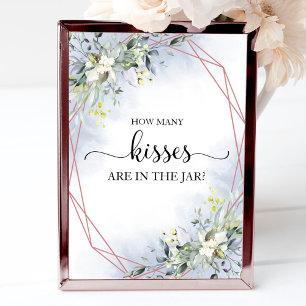 Greenery Watercolor How Many Kisses Sign