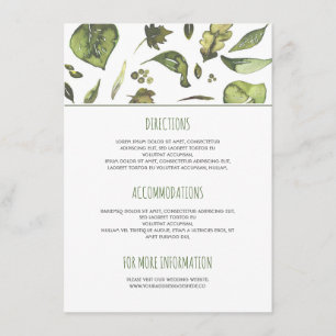Greenery Watercolor Leaves Wedding Details Enclosure Card