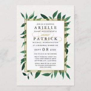 Greenery Watercolor Rehearsal Dinner Invitations
