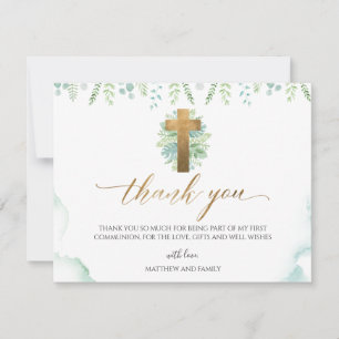 Greenery Watercolor Religious Event Thank You Card