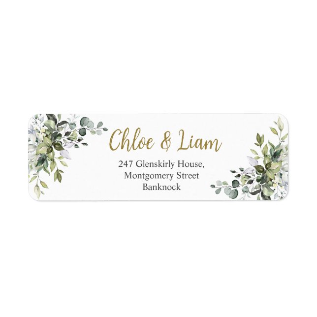 Greenery Watercolor Return Address  (Front)