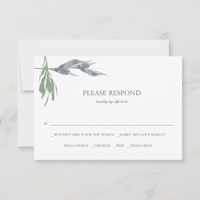 Greenery Watercolor RSVP Cards (Front)
