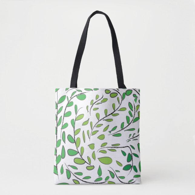 Greenery Watercolor Tropical Leaves Pattern Tote Bag (Front)