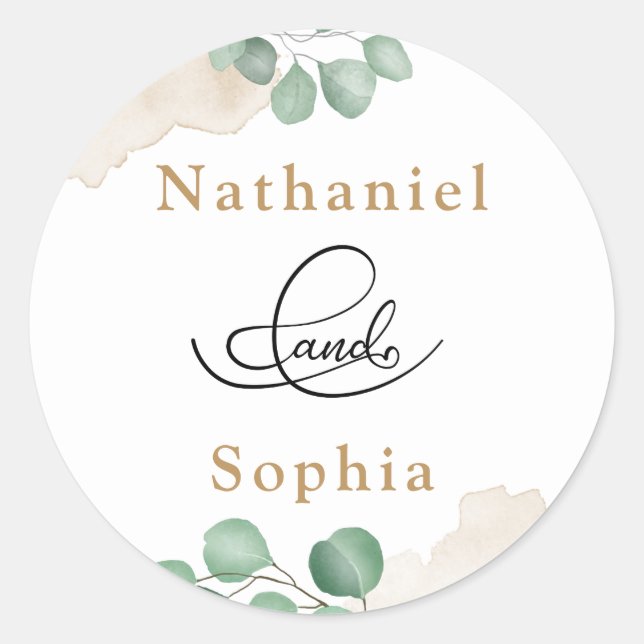 Greenery Watercolor Wedding Envelope Seals (Front)