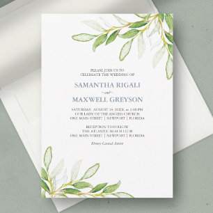 Greenery Watercolor Wedding Invites