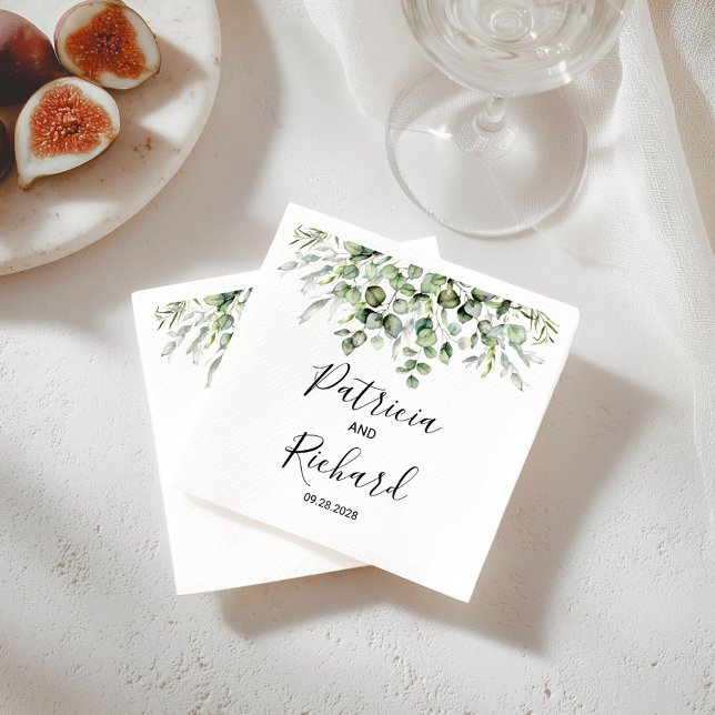 Greenery Watercolor Wedding Napkin (Creator Uploaded)