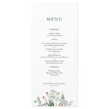 Greenery Watercolor Wedding Reception Menu Card