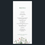 Greenery Watercolor Wedding Reception Menu Card<br><div class="desc">This simple but beautiful menu card features clean typography and a watercolor flower bouquet with a green colour. Perfect for spring,  summer wedding,  garden party,  or backyard wedding. Matching items available at my shop BaraBomWedding.</div>