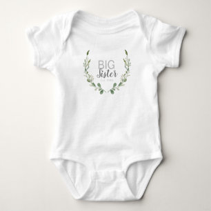 Greenery Watercolor Wreath   Big Sister Baby Bodysuit